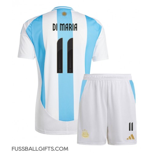 Argentinien Angel Di Maria #11 Fußballbekleidung Heimtrikot Kinder Copa America 2024 Kurzarm (+ kurze hosen)